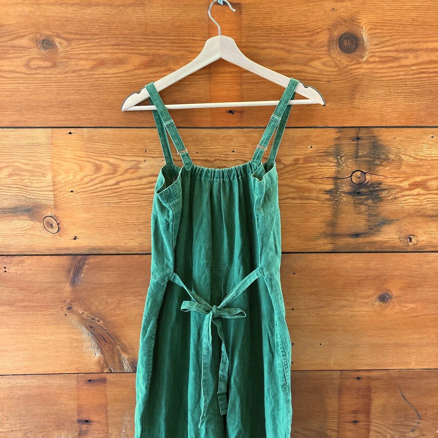1 / S - Gravel & Gold $325 Basil Green Linen Twyla Jumpsuit Overalls 0312IG