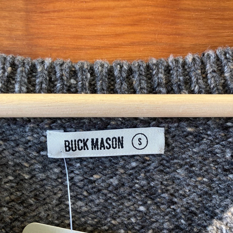 Buck Mason Speckled Gray Womens V-Neck Merino Wool Sweater - Size S - 0312IG