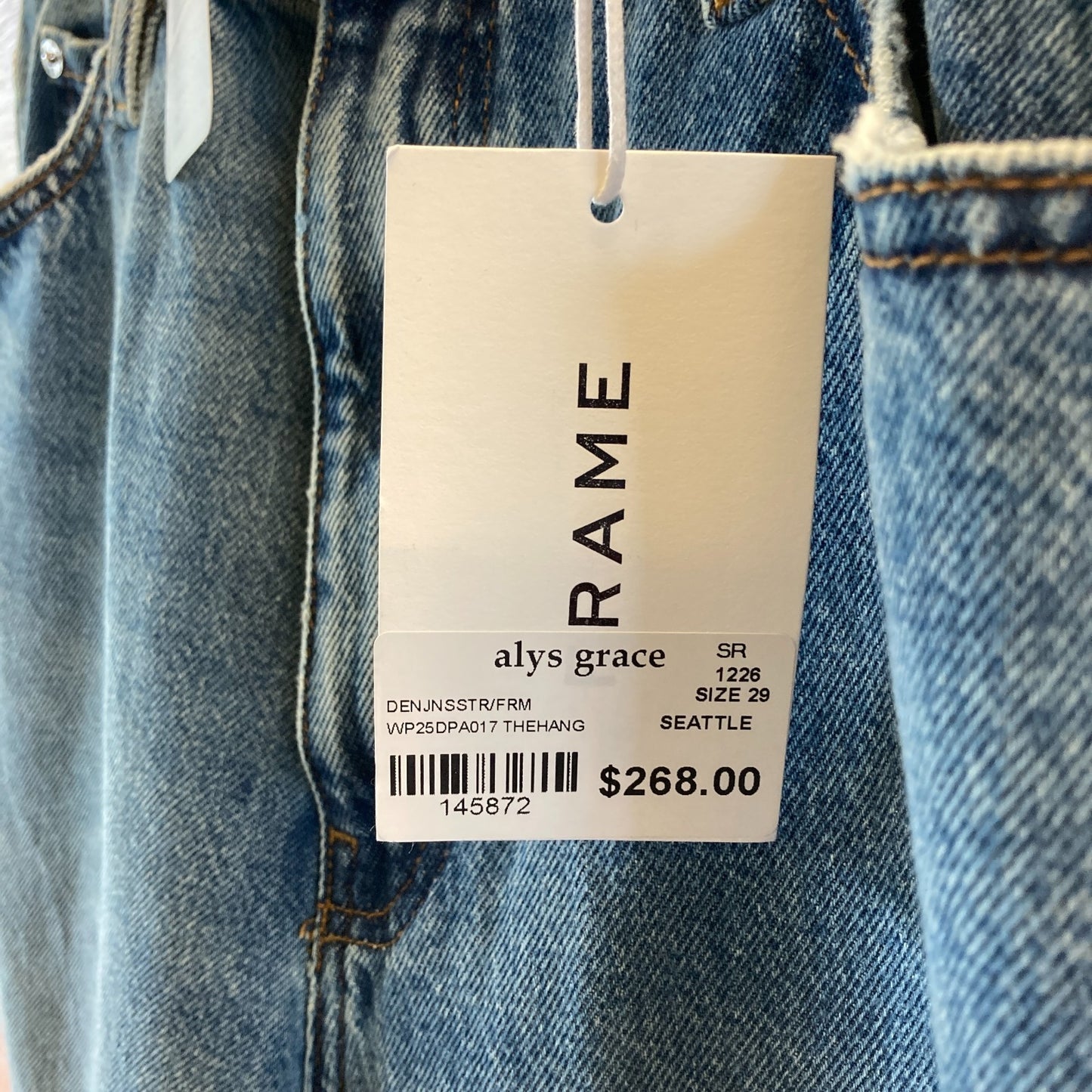 Frame $268 Mid Rise Straight Leg The Hang Jeans - Size 29 - NEW 4427SC