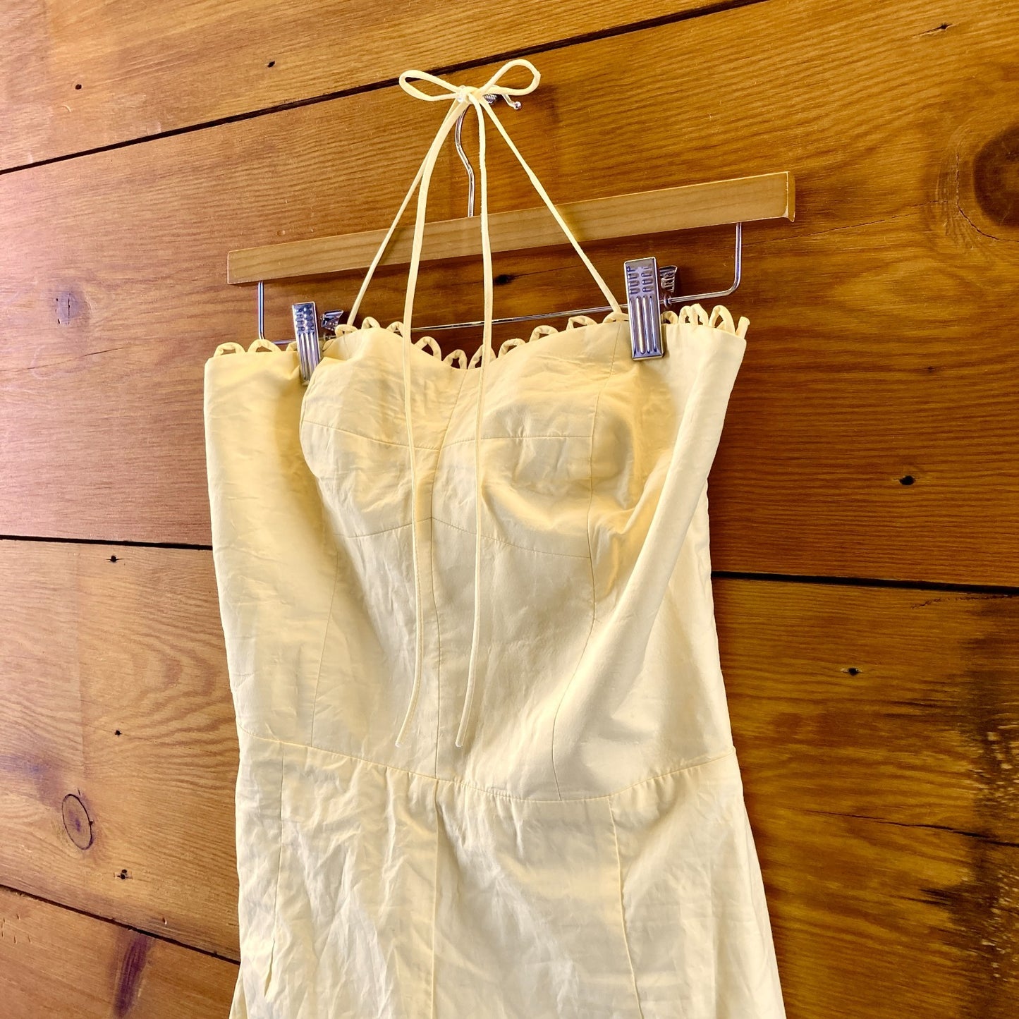 Amanda Uprichard Yellow Tie Halter Neck Romper Playsuit - Size S - 1112MH