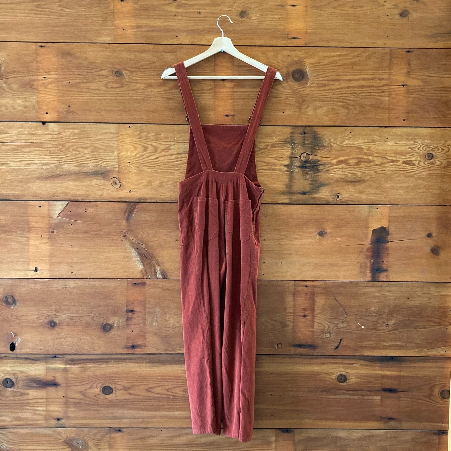 XS - Lykke Wullf Red Corduroy Bib Corduroy Dusty Straight Crop Overalls 0312IG
