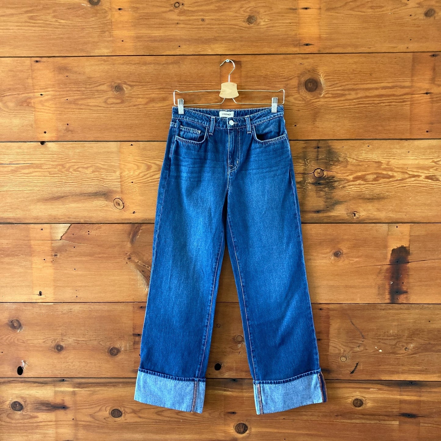 L'Agence $315 Dark Wash Ultra High Rise Miley Cuffed Jeans - Size 26 - 1114LH