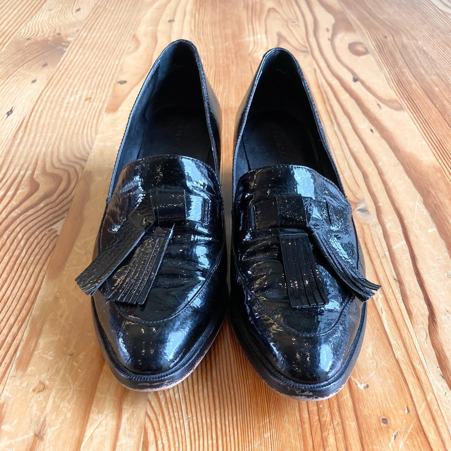 6.5 - Rebecca Minkoff Black Patent Leather Tassel Toe Edie Loafers Shoes 1119CB