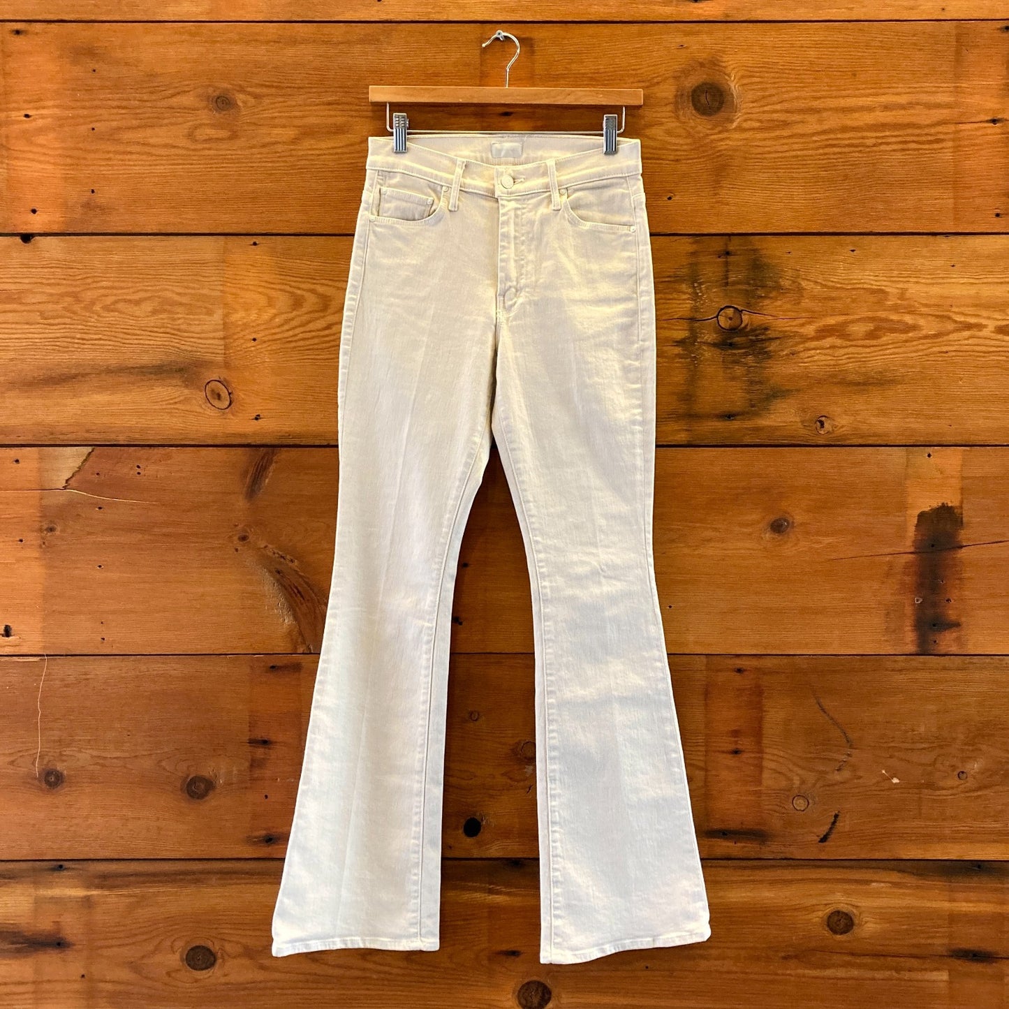 Mother Frozen Dew Off-White Weekender Sneak Flare Jeans - Size 28 - 0428KS