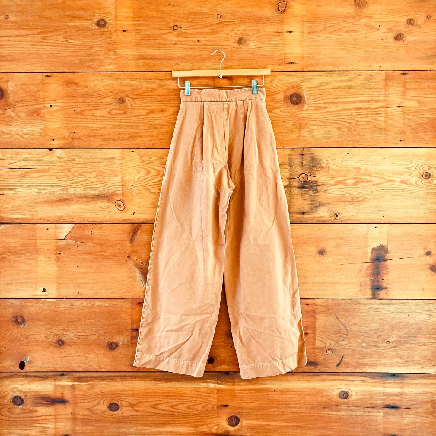 2 / XS - Esby Apparel Brown Wide Leg High Waist 100% Cotton Pants 0122DM