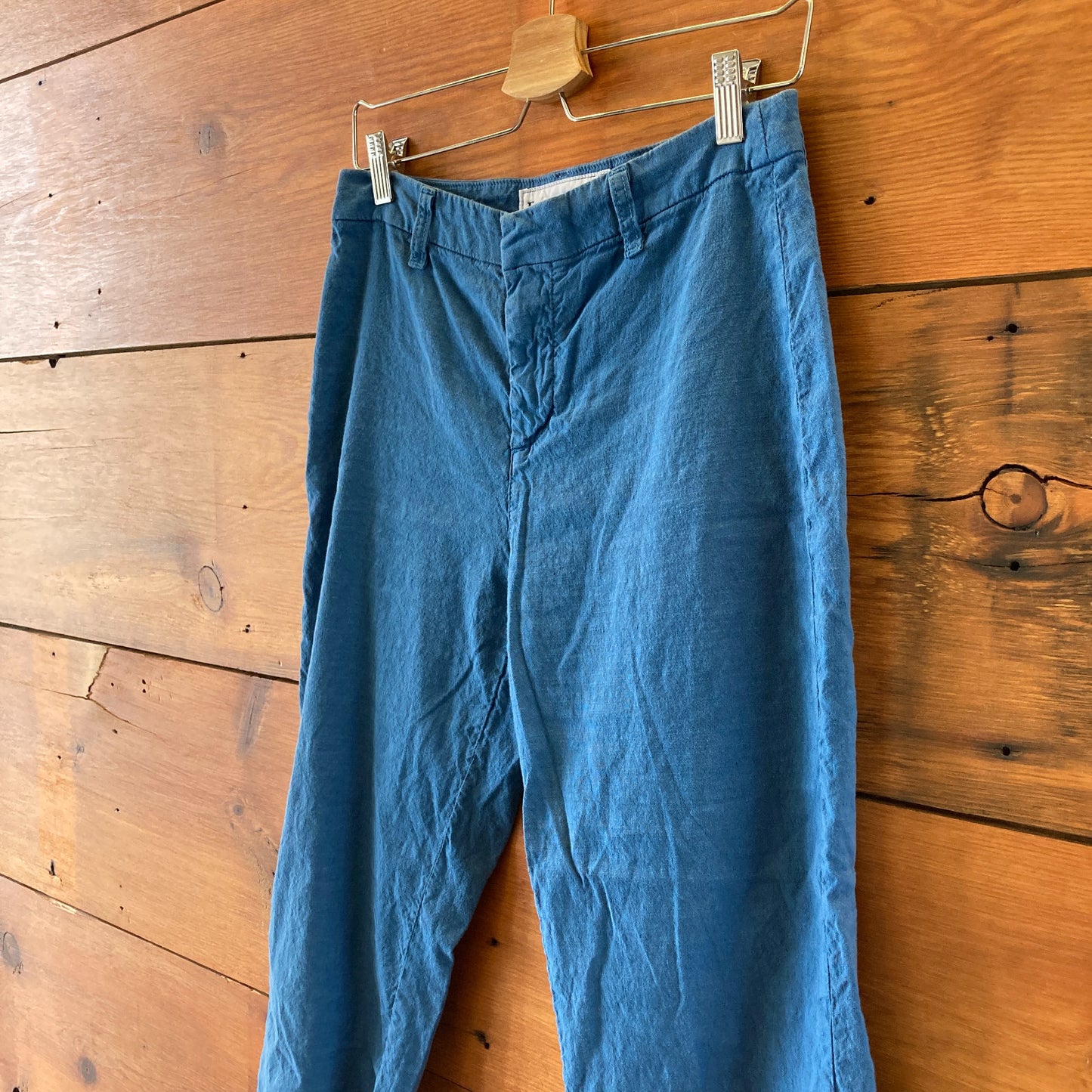 Frank & Eileen Bright Blue Kinsale Cotton Flax Fray Hem Pants - Size 6 - 0721DK