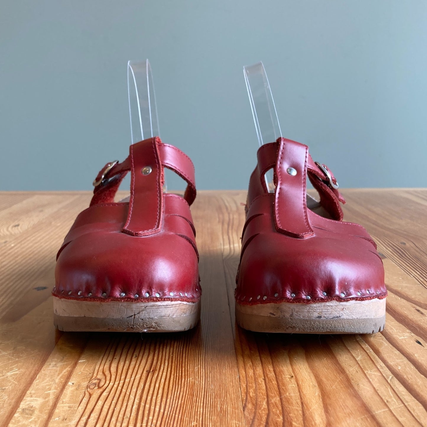 40 / 9.5 - Troentorp $128 Red Leather Mary Jane Cut Out Mules Clogs Shoes 0731EN