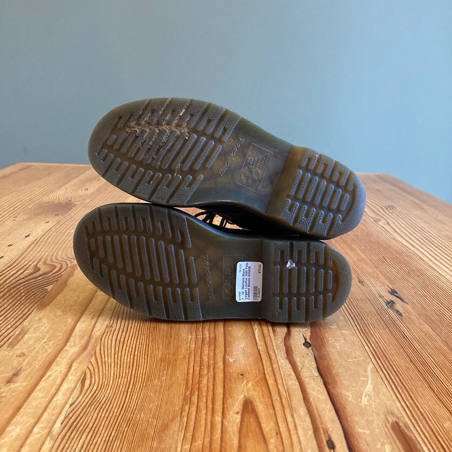 7 - Dr. Martens Black Vegan Leather 1460 Felix Combat Boots 0410KB