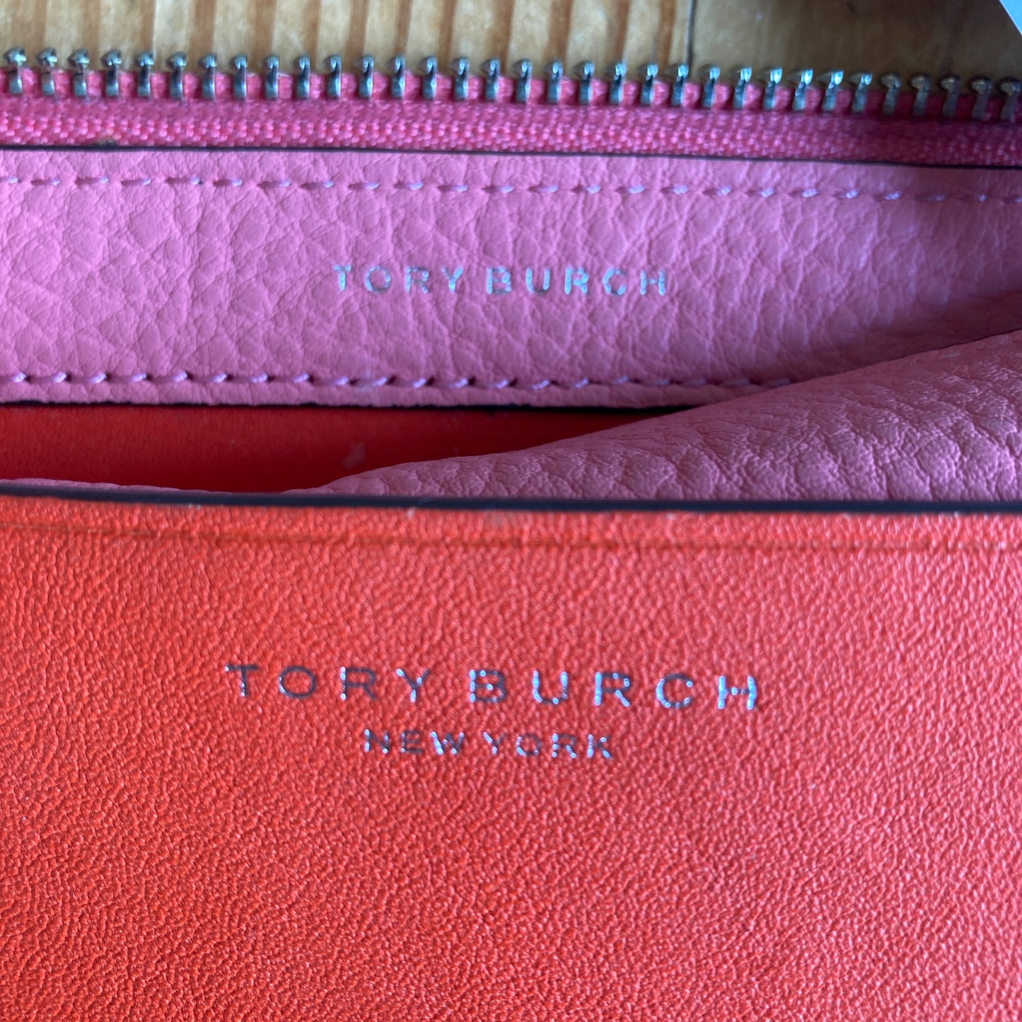 Tory Burch Pink Red Color-Block Leather Tassel Cross-Body Bag - 0521AB