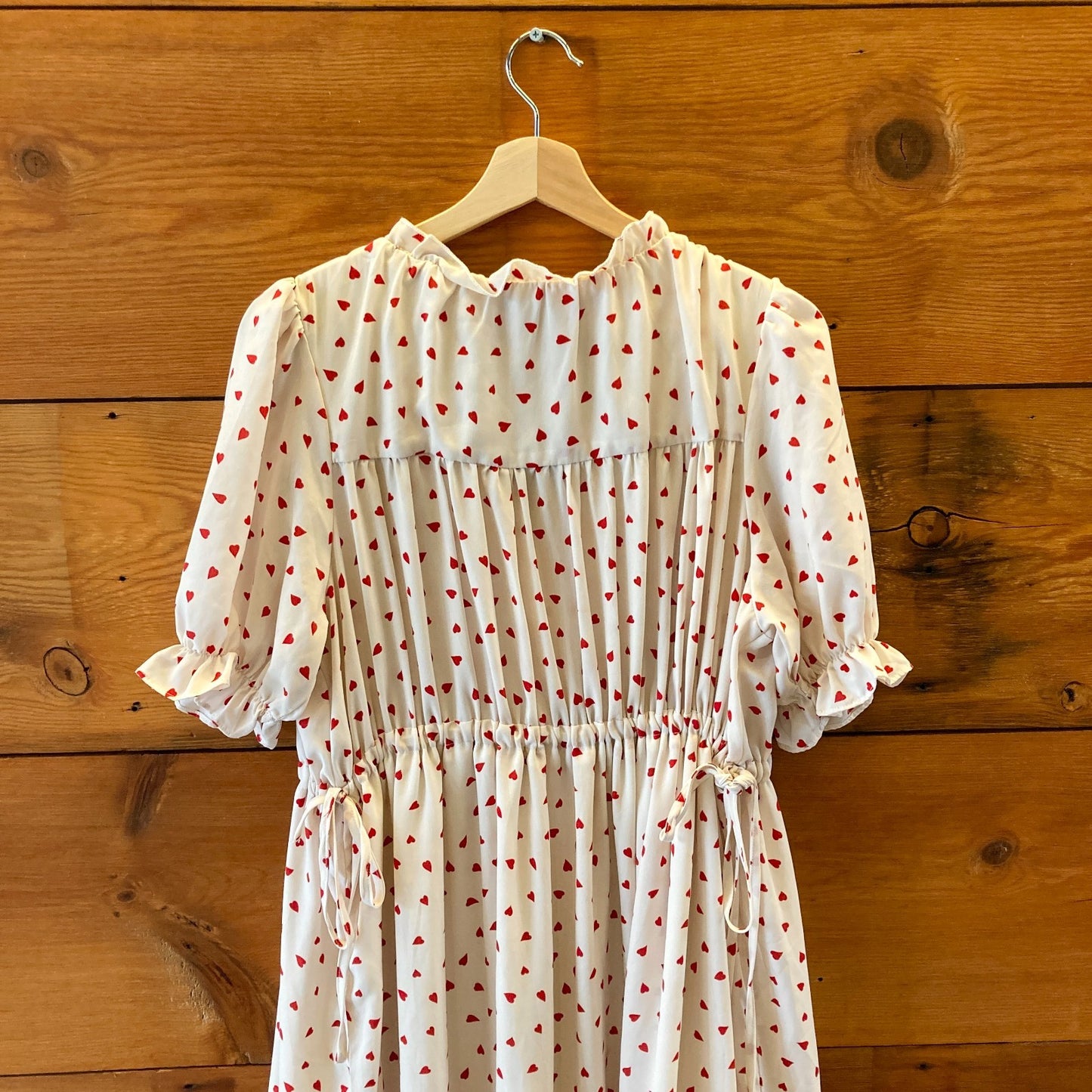 M - Sister Jane Red White Heart Print Short Sleeve Maxi Dress 1203TR