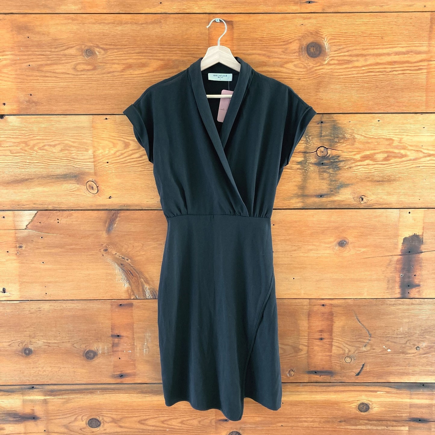2 - MM Lafleur Black Crepe V Neck Ruched Waist Flattering Dress 0918SR