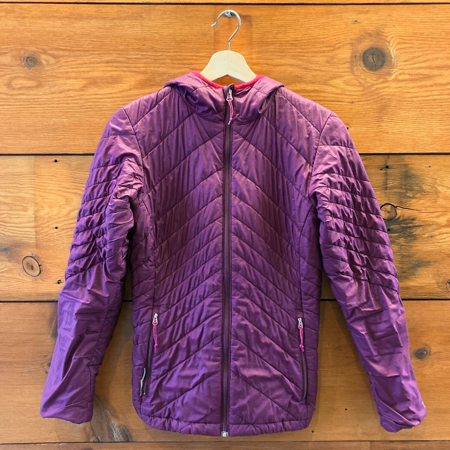 S - Icebreaker Plum Purple Quilted Insulated Hooded Zip Up Coat Jacket 0720AH