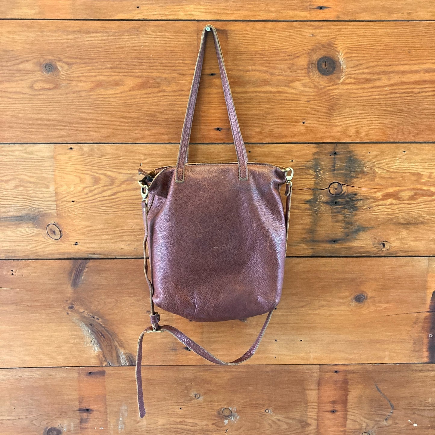 Portland Leather Goods Weathered Brown Top Zip Large Tote Bag Purse - 1103ES