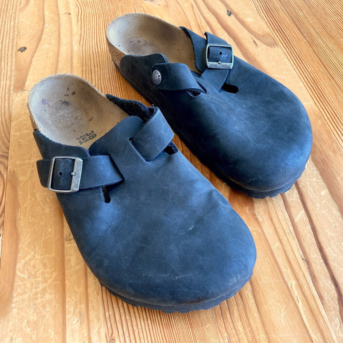 Birkenstock Brown Leather Boston Slides Sandals Clogs - Size 38 / 7.5 - 0122DM