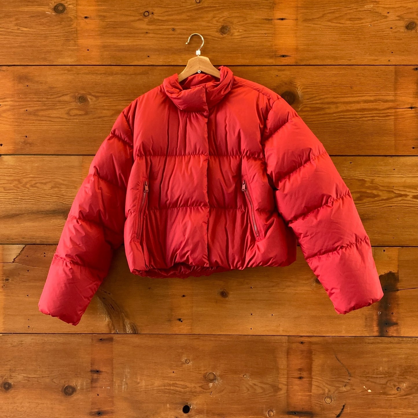 Athleta Cardinal Red Down Fill Summit Cropped Puffer Coat - Size XL - 0322MA