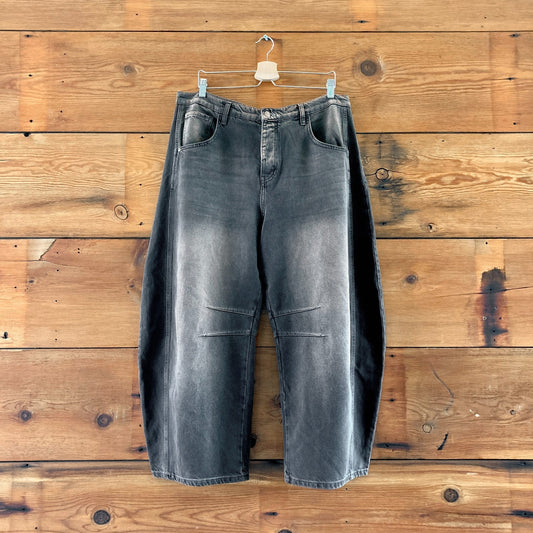 We The Free Black Brown Wash Lucky You Mid Rise Barrel Jeans - Size 33 - 0425SV
