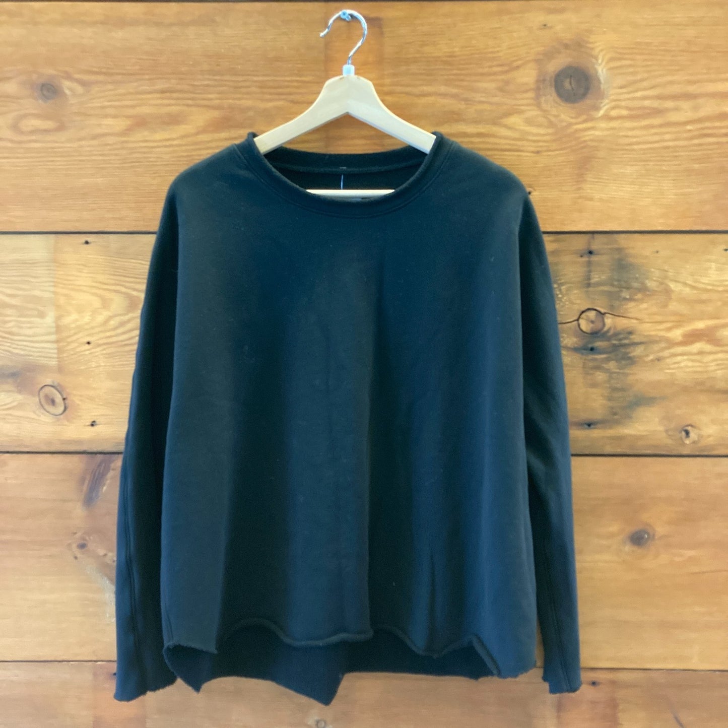 Frank & Eileen $218 Black Tee Lab Raw Hem Capelet Sweatshirt - One Size - 4427SC