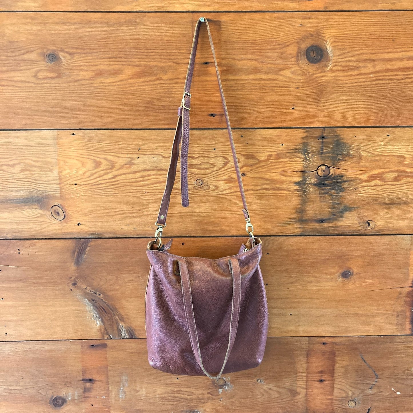 Portland Leather Goods Weathered Brown Top Zip Large Tote Bag Purse - 1103ES