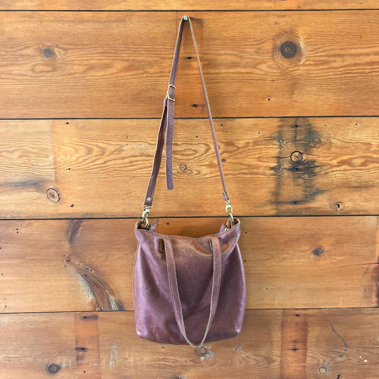 Portland Leather Goods Weathered Brown Top Zip Large Tote Bag Purse - 1103ES