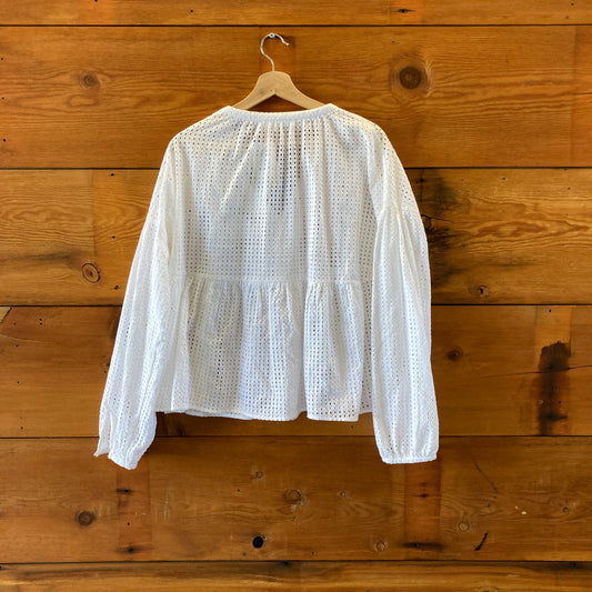 Samsoe Samsoe $170 White Cut Out Long Sleeve Top - Size M / L - NEW - 0401AJ