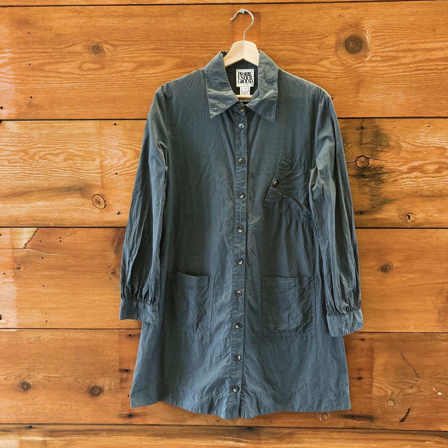 Prairie Underground Gray Button Front Tunic Shirt Dress - Size S - 0521MD
