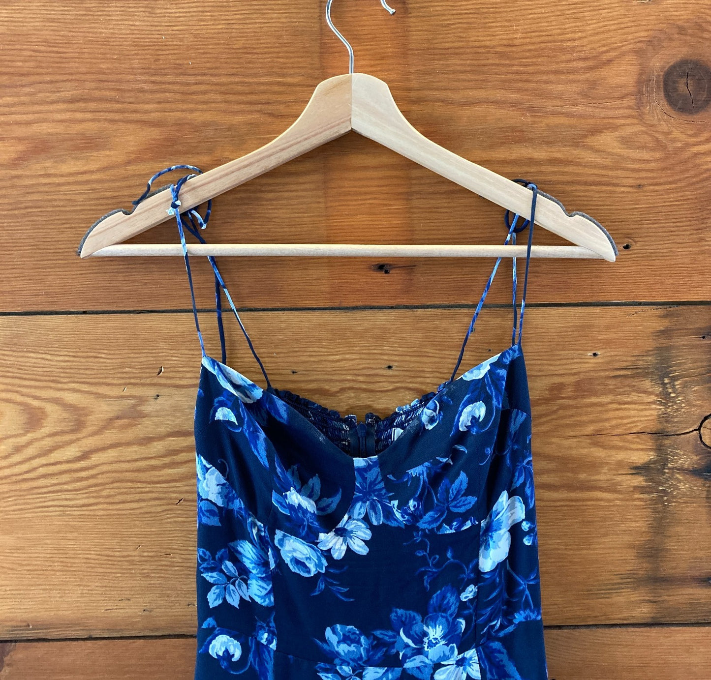 Reformation Blue Floral Lottie Print Juliette NEW Midi Dress - Size 4 - 0816TB