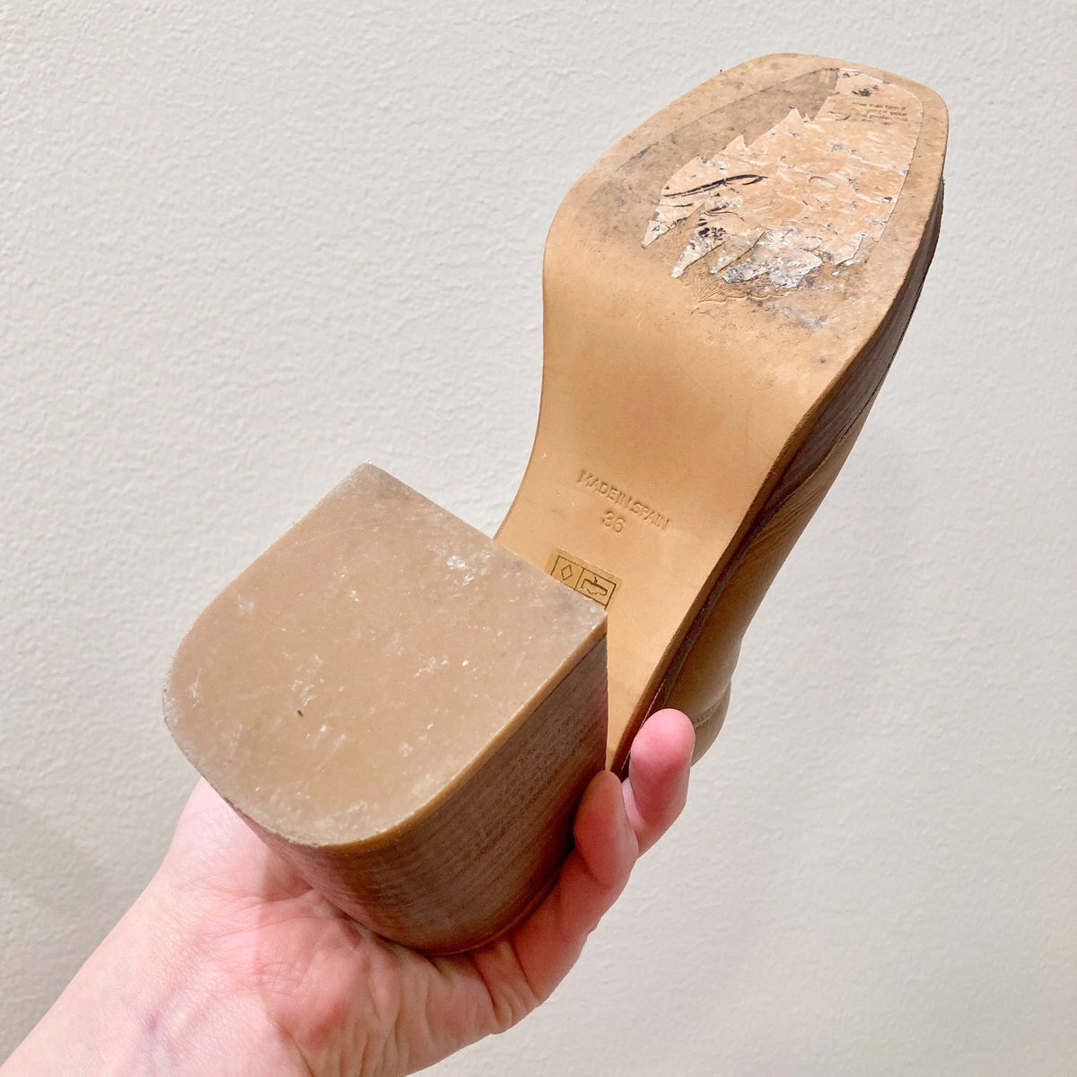 Free People Tan Ruby Platform Mule Slip On Heels Shoes - Size 36 / 6 - 0312IG