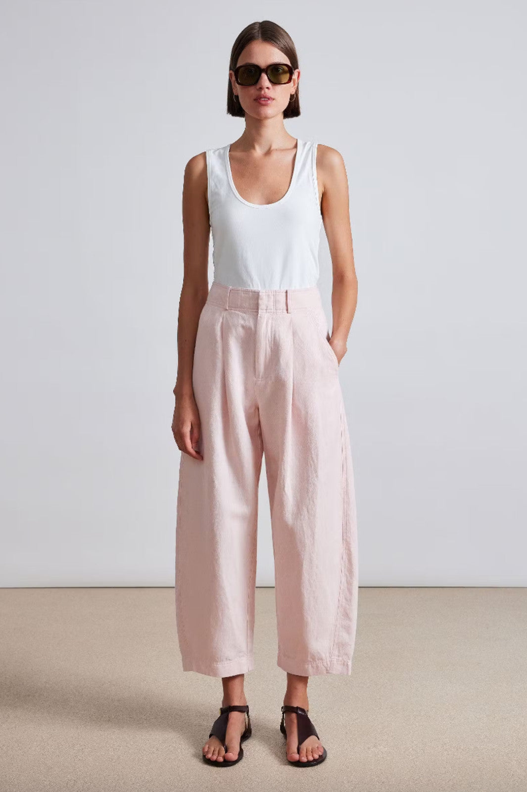 Apiece Apart $325 Rosa Pink Linen Organic Cotton Bari Pants - Size 8 - 1011SC