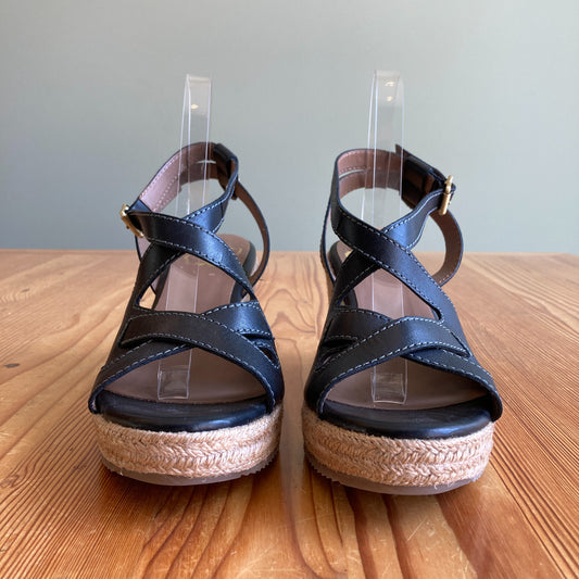 Ted Baker Black Leather Espadrille Wedge Tamyaa Shoes - 39.5 / 9.5 - NEW 0504AK