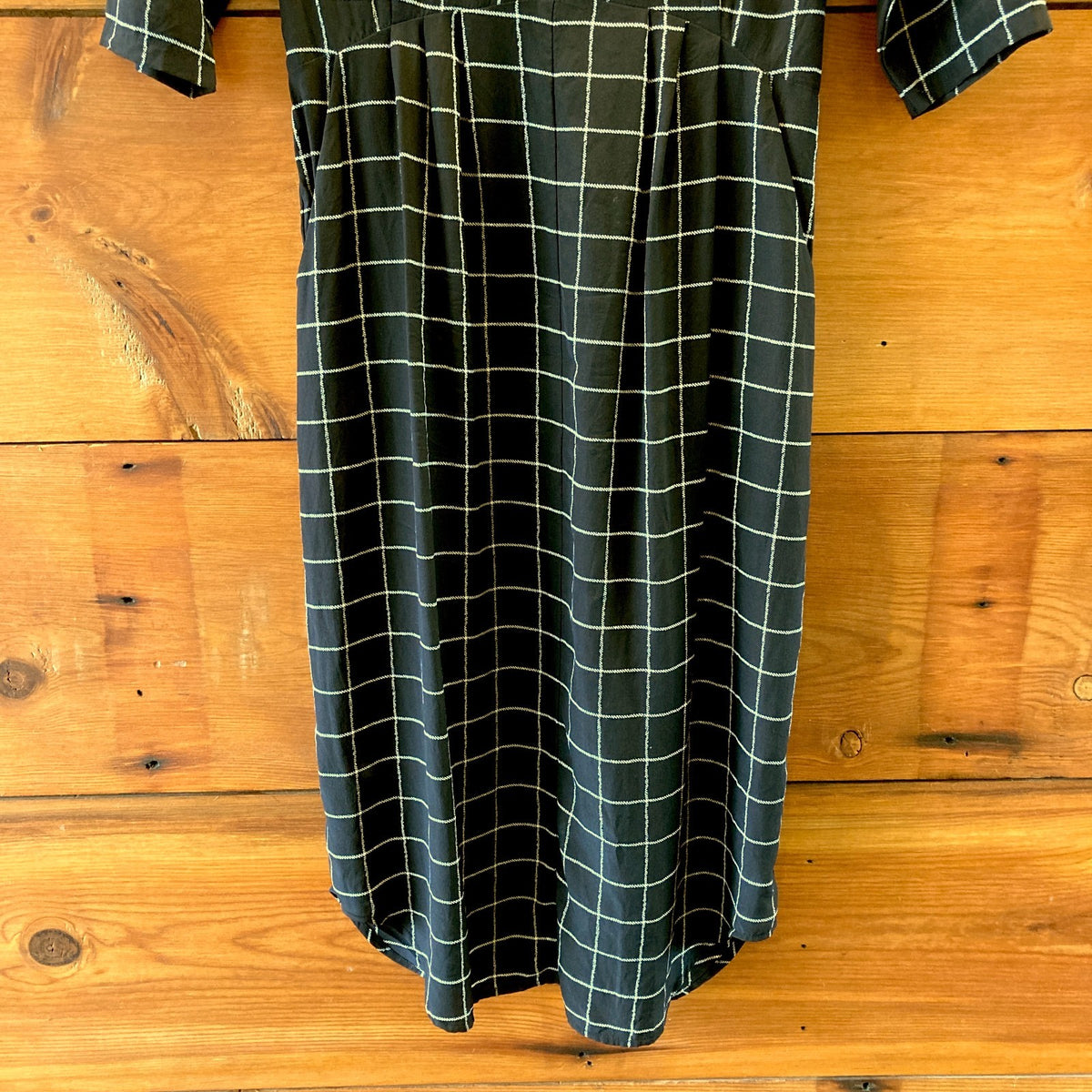 Steven Alan Black & White Windowpane Laurel Silk Midi Dress - Size 2 - 0224TP