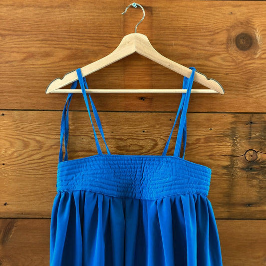 Laurs Kemp Local Designer $300 Blue Quilted Sleeveless Dress - Size S - 1203TR