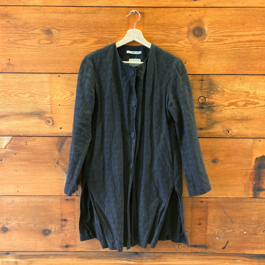 1 / S - Jarbo Black Button Front Lined Cotton Topcoat Womens Jacket 0505MP