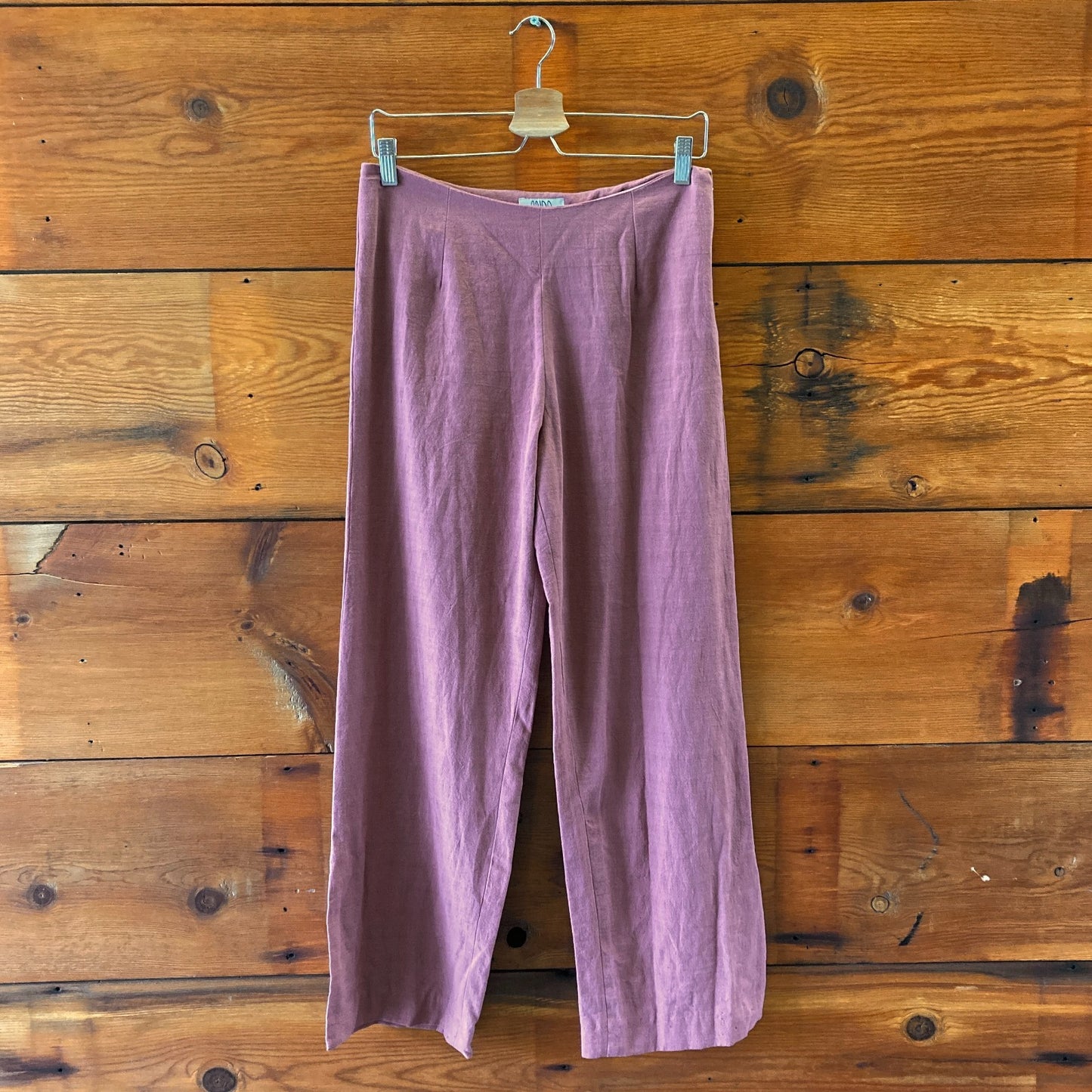 6 - Anda Mauve Linen Blend Split Hem Wide Leg Trouser Pants 0312IG
