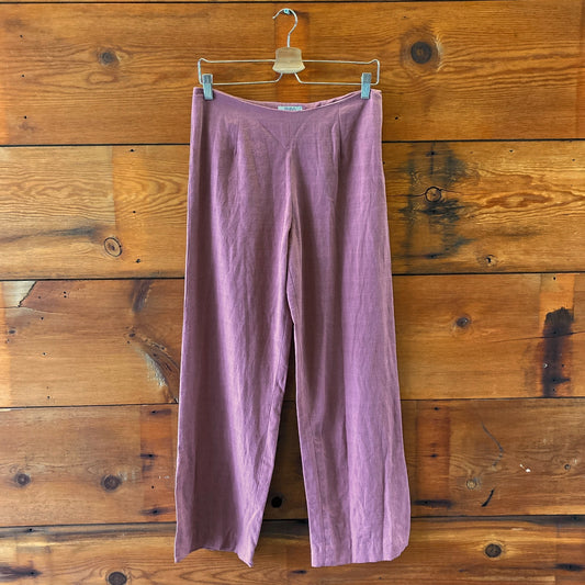 6 - Anda Mauve Linen Blend Split Hem Wide Leg Trouser Pants 0312IG