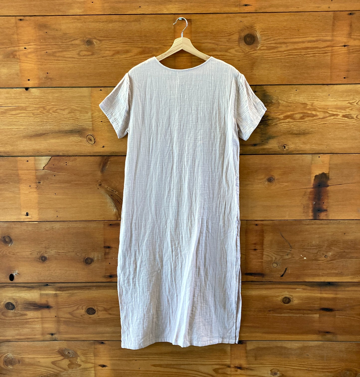Jenni Kayne Tan V-Neck gauze Cotton Short Sleeve Maxi Dress - Size S - 0909RO