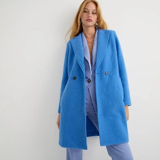 4 - J Crew Seacoast Blue Daphne Topcoat Italian Boiled Wool Coat Jacket 0518AF