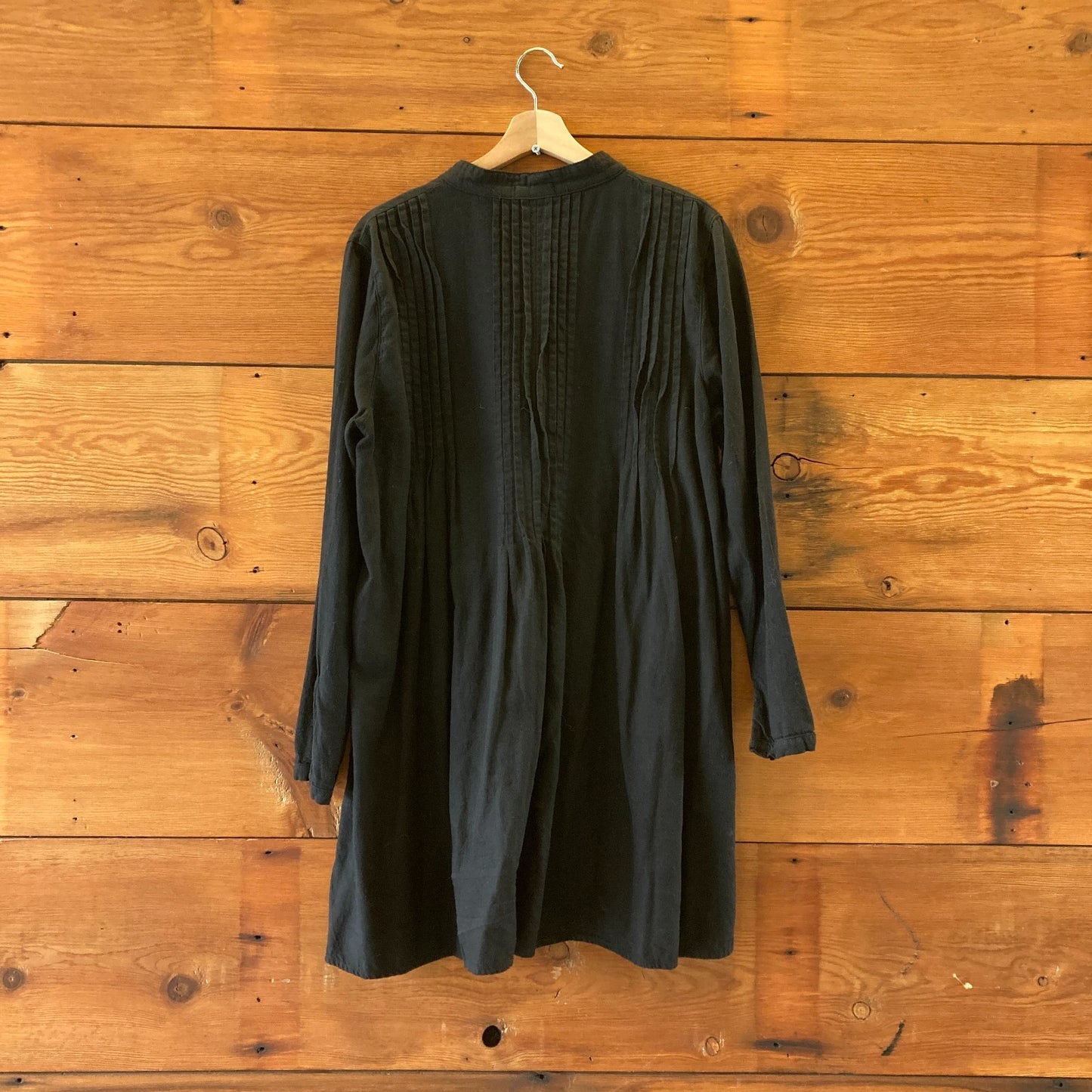M - CP Shades Black Organic Cotton Long Sleeve Lagenlook Dress 1124TA