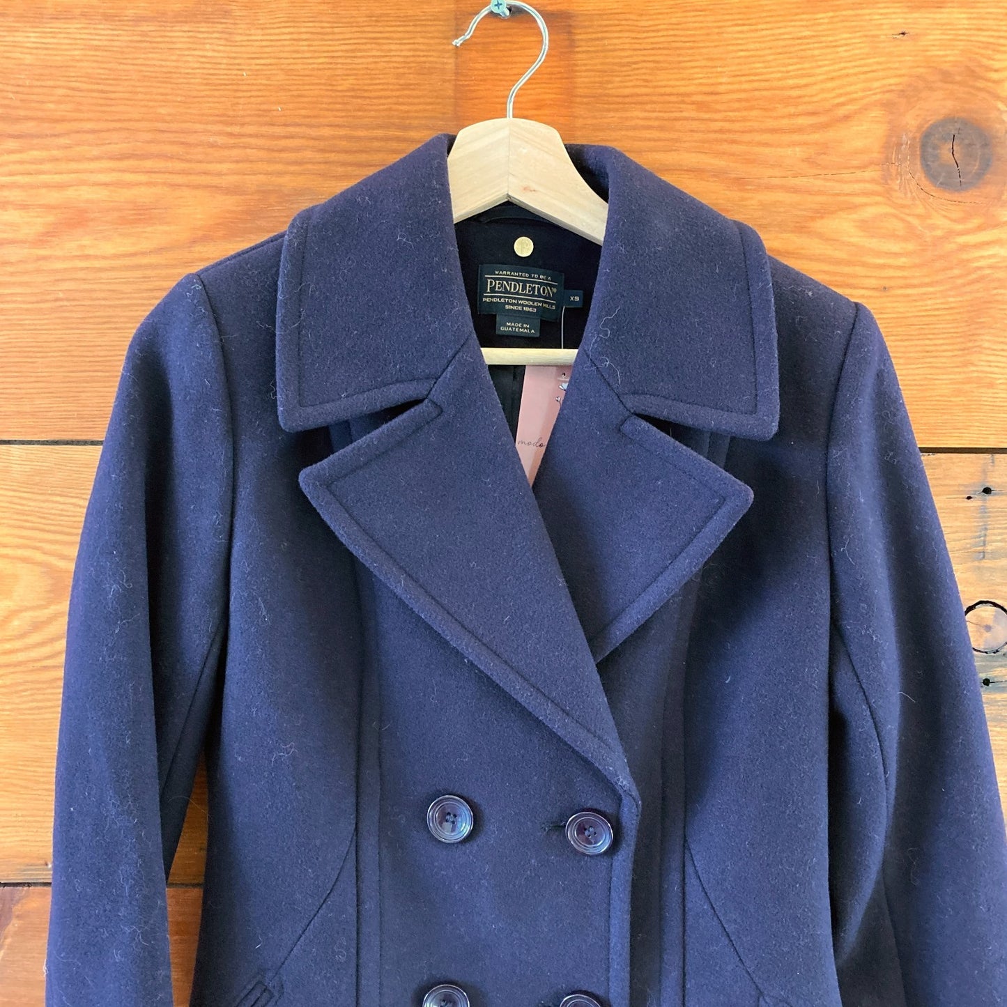 XS - Pendleton Navy Blue Wool Double Breasted Fitted Pea Coat Jacket 0818SL