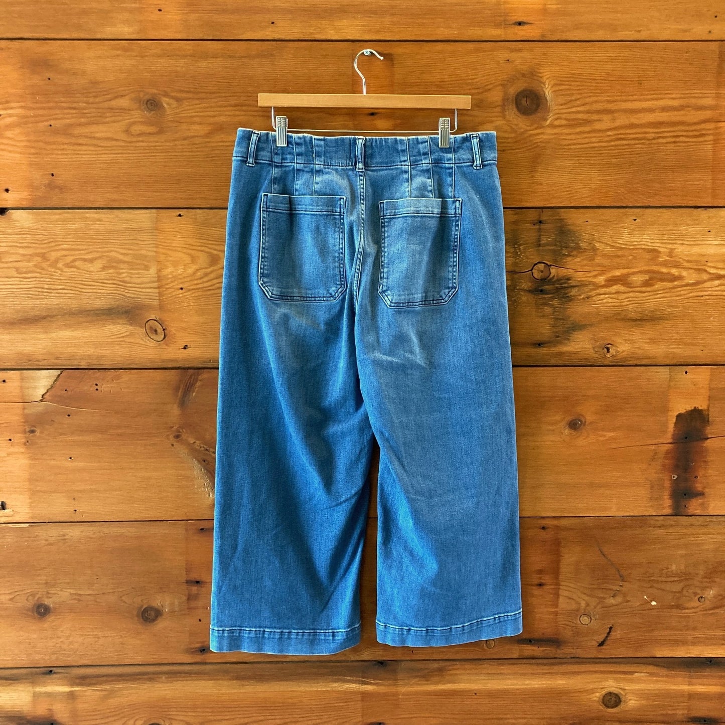 Maeve Medium Wash High Rise Wide Leg Cropped Colette Jeans - Size 16 - 0419JP