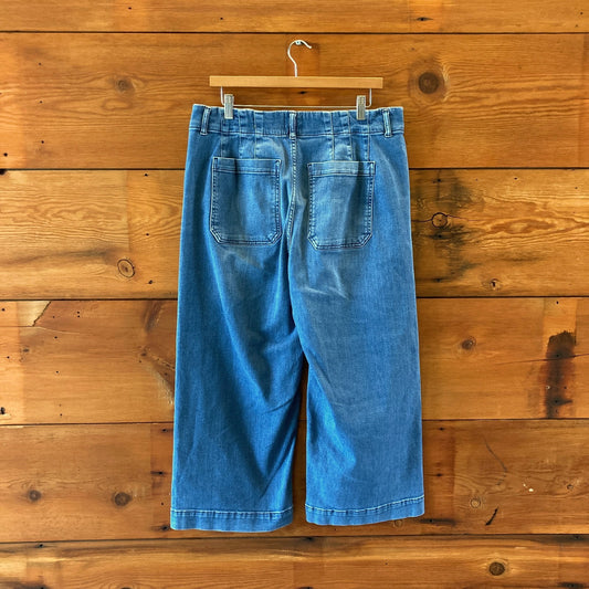 Maeve Medium Wash High Rise Wide Leg Cropped Colette Jeans - Size 16 - 0419JP