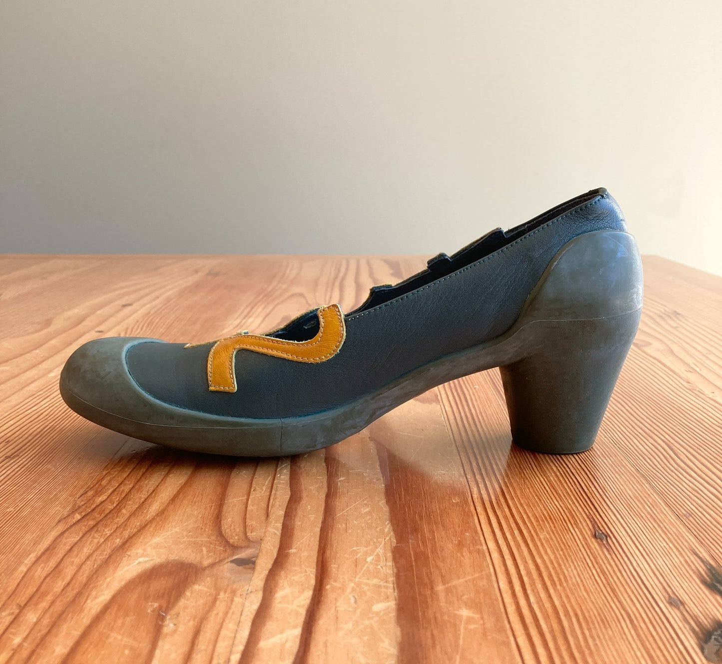 Camper Blue Green Leather Twins Number Heels Pumps - Size 40 / 10 US - 0218NM
