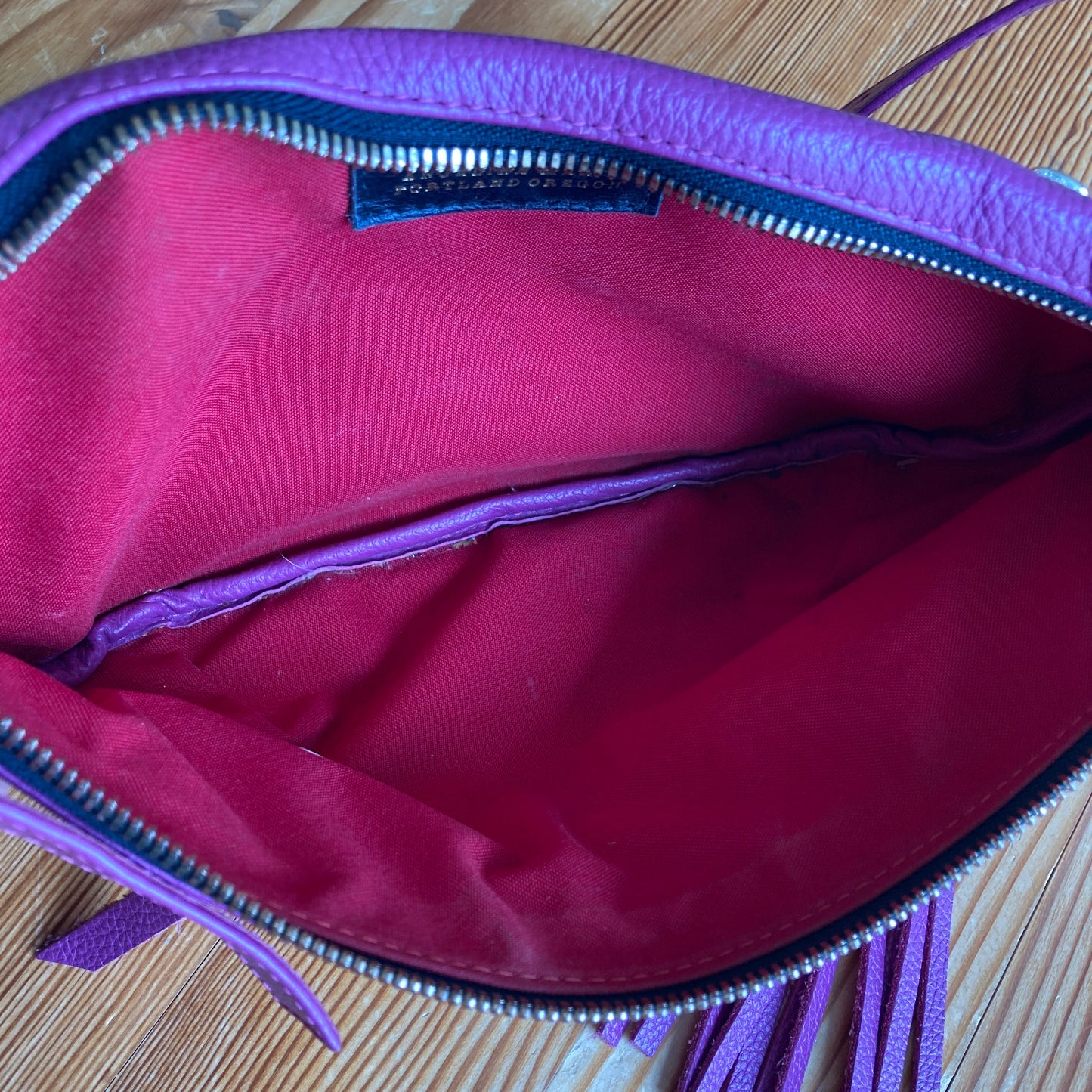 TAH $385 Portland Owned Purple Leather Nomad Fanny Pack Purse - 0424FB