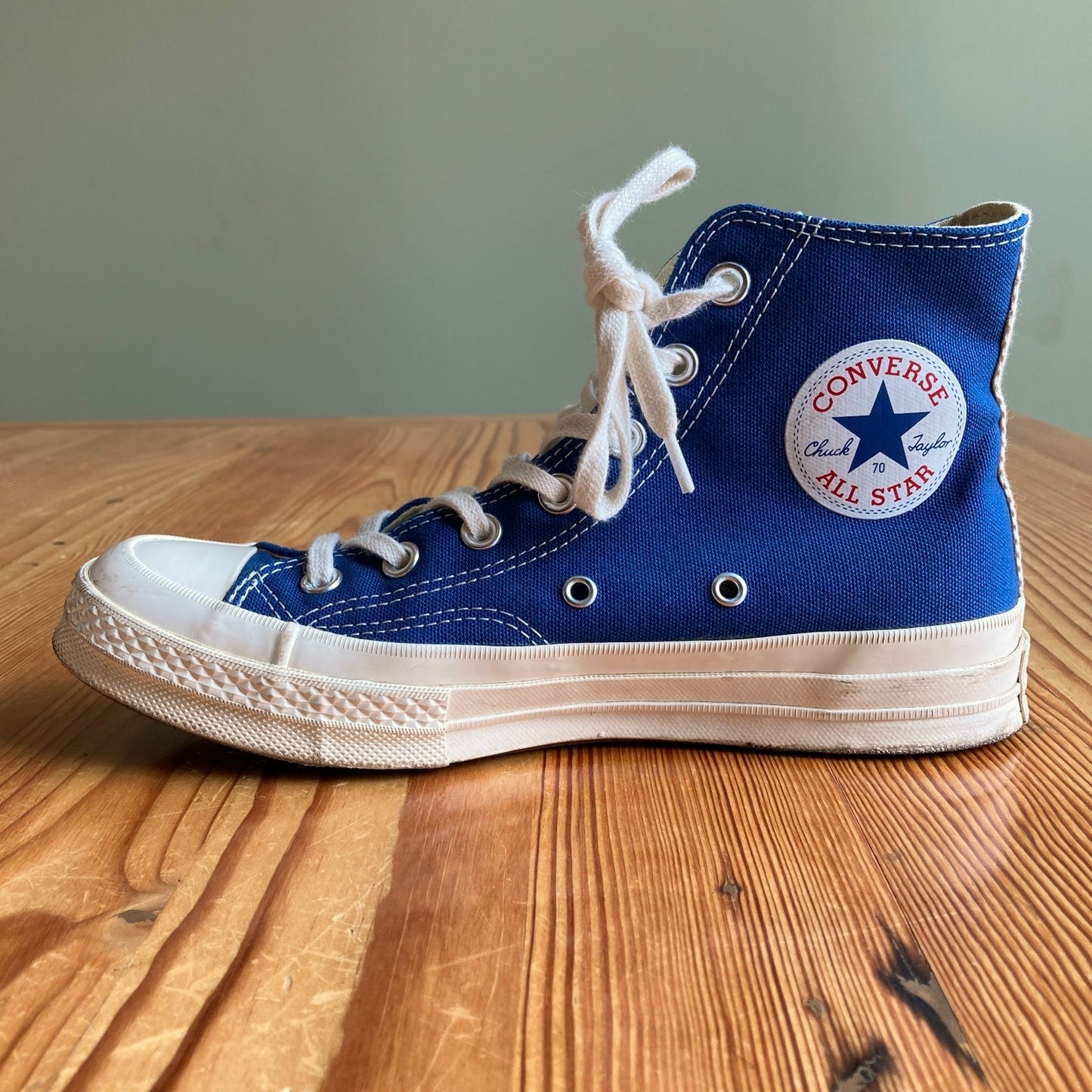 Converse X Play Comme Des Garcons Blue Chuck High Heart Shoes - Size 8 - 0709EH