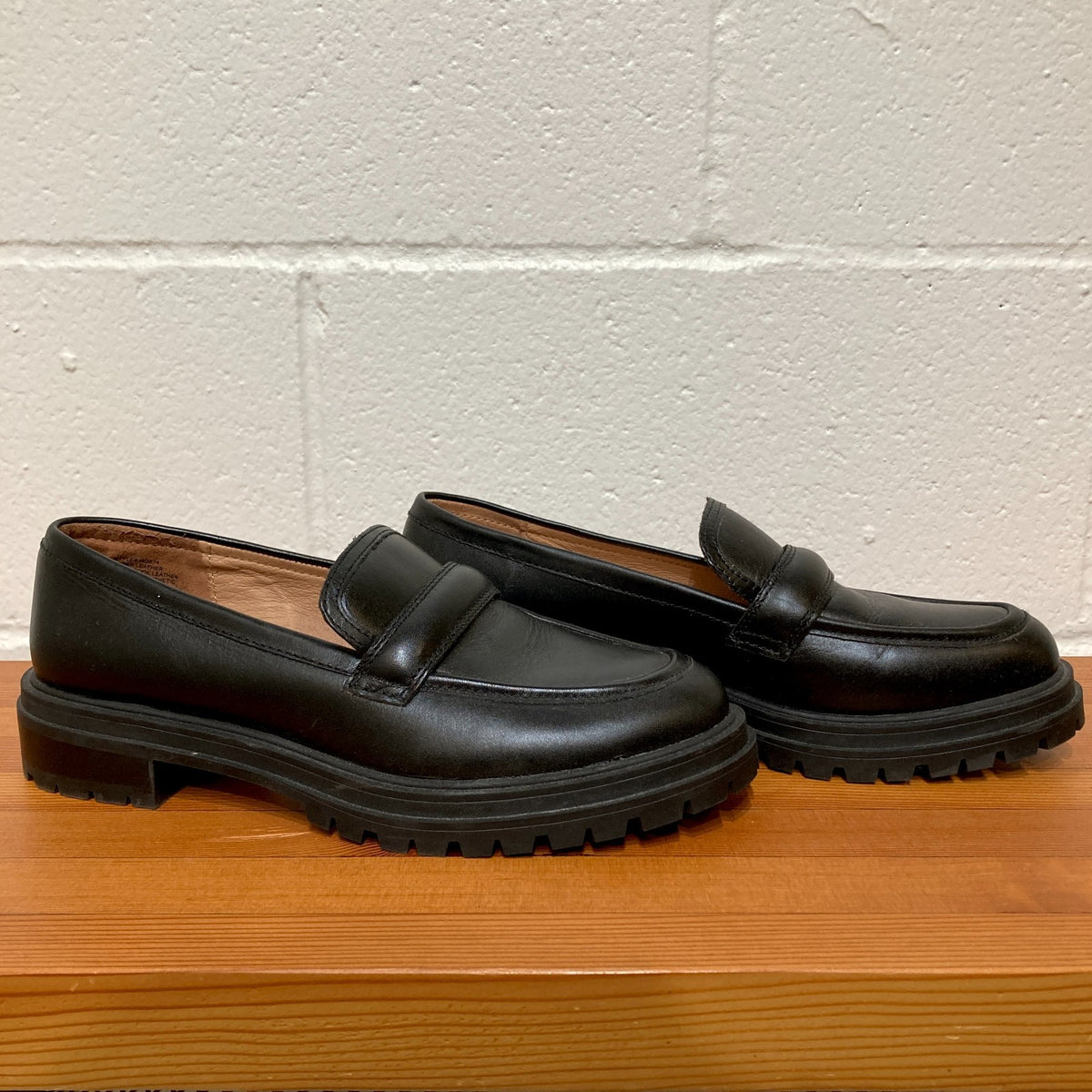 Madewell Black Leather Bradley Lugsole Loafer Shoes - Size 9.5 - 0428LR