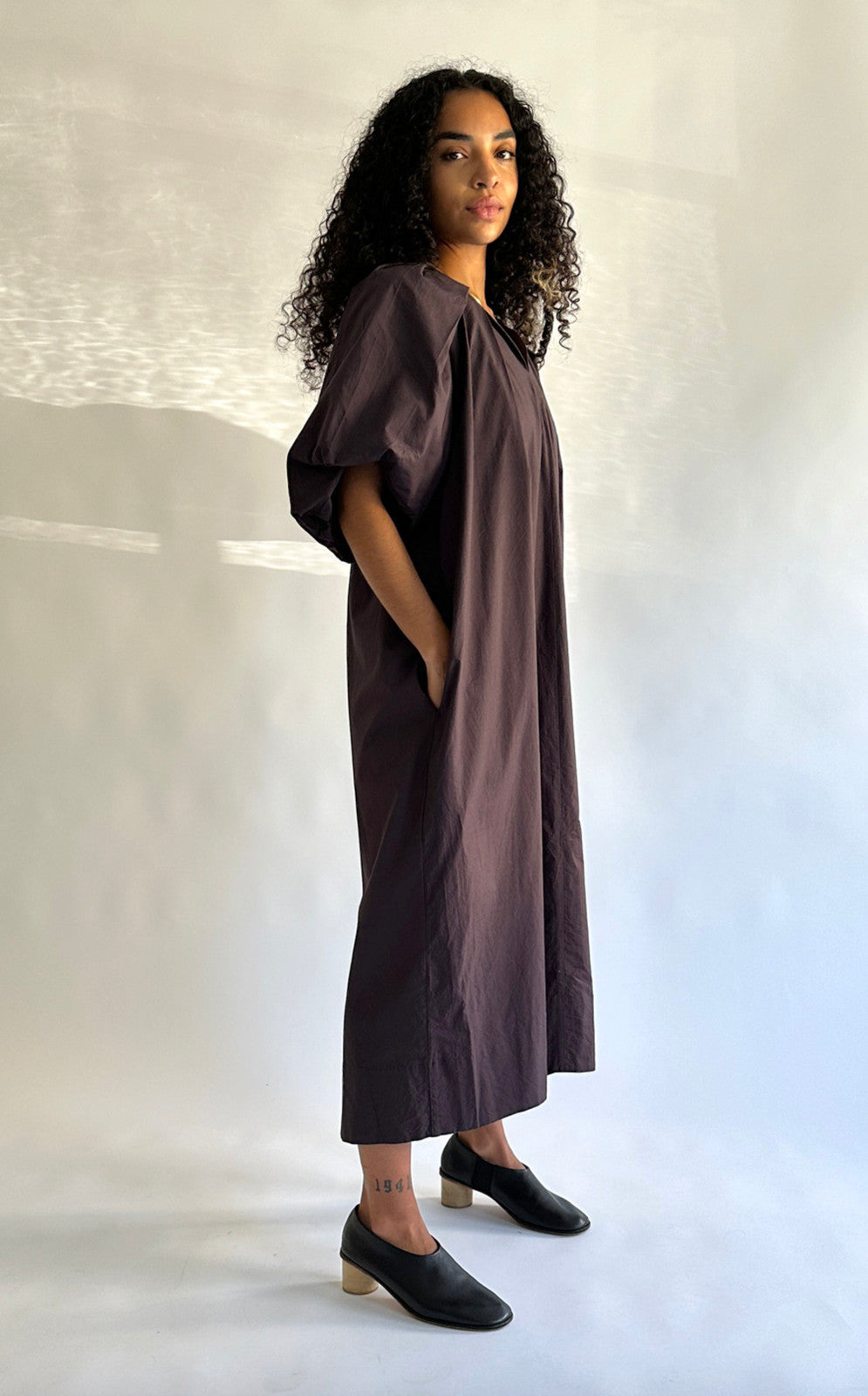 SAYAKA DAVIS New York Eggplant Purple Tucked Cocoon Dress - Size XS - 1105AR