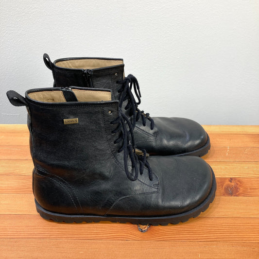 Lang.S Kombat Black Leather Side Zip Barefoot Laced Boots - Size 38 / 8 - 1107MB