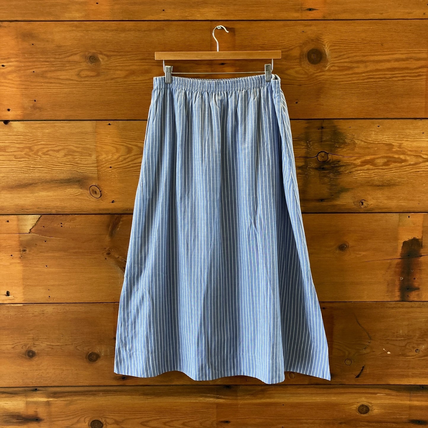 Tuckernuck Blue White Striped Athena Midi Skirt - Size L - 0815CJ