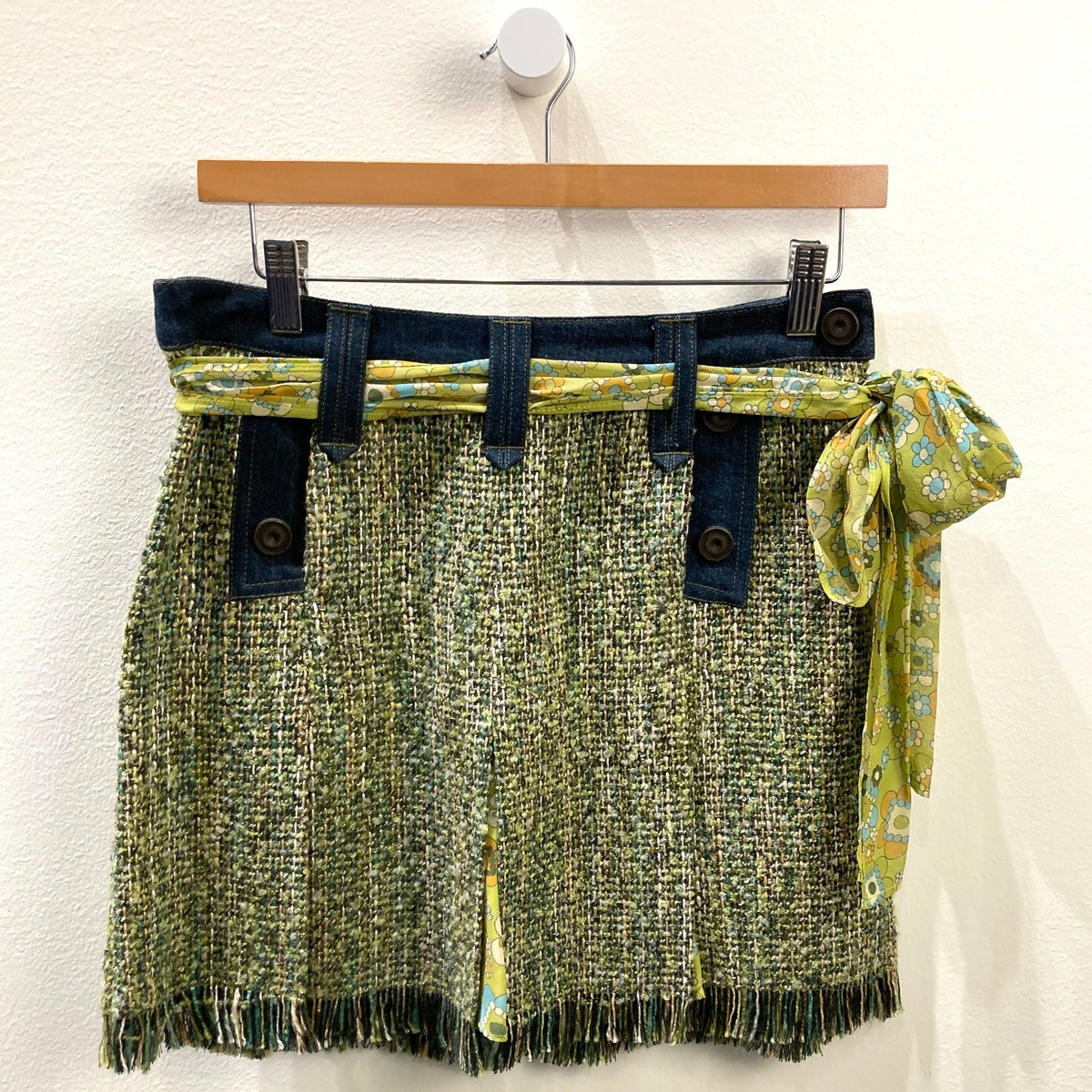 Dolce & Gabbana Y2K Tweed Denim Patchwork Jacket & Skirt Set - Size XS - 1015NE