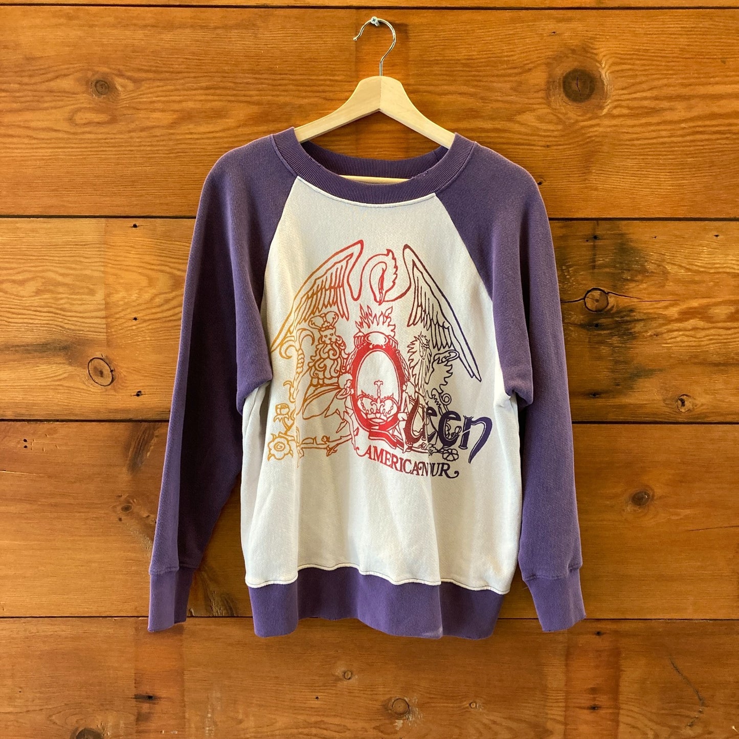 Madeworn White Purple Two-Tone Handcrafted Queen Sweatshirt - Size M - 0204MP