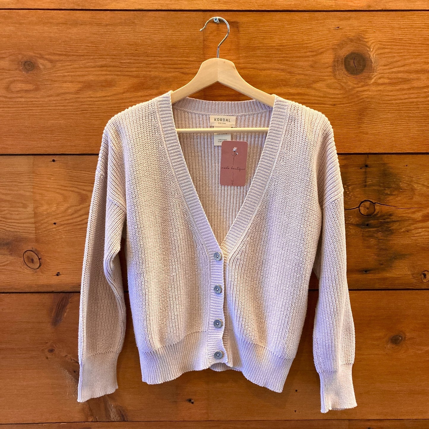 S - Kordal Studio Pale Lavender Organic Cotton Button Up Cardigan Sweater 1217MA
